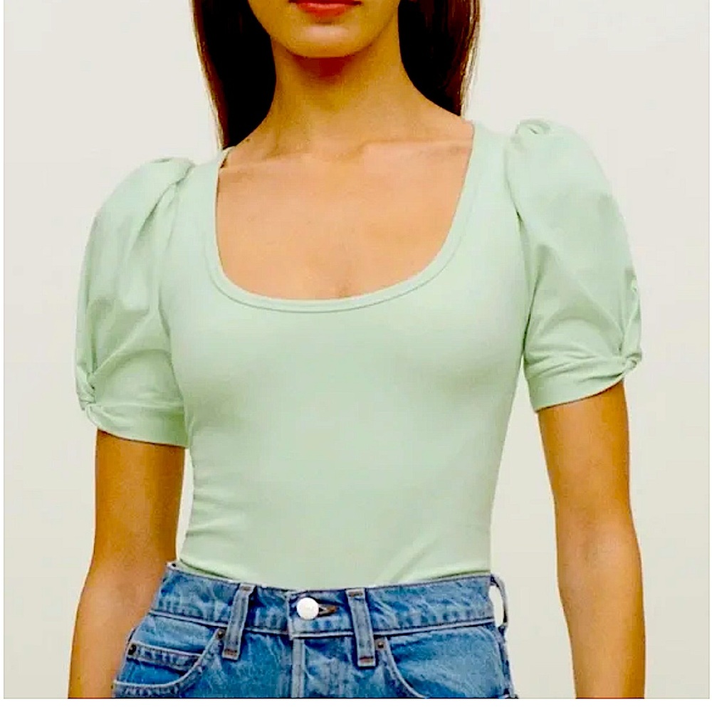 Reformation Frances Knit Top Pistachio Green